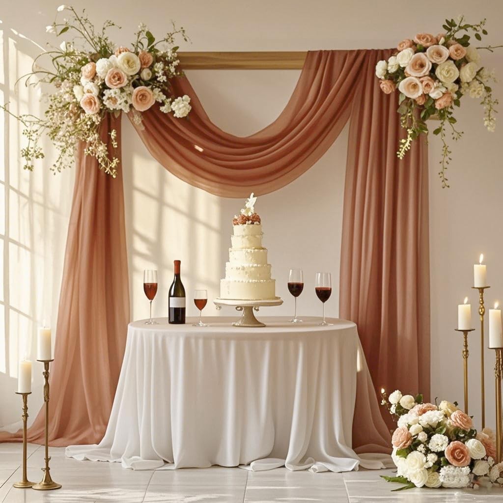 Russet Chiffon Sheer Wedding Arch Draping Fabric Curtain 29 In x 20ft
