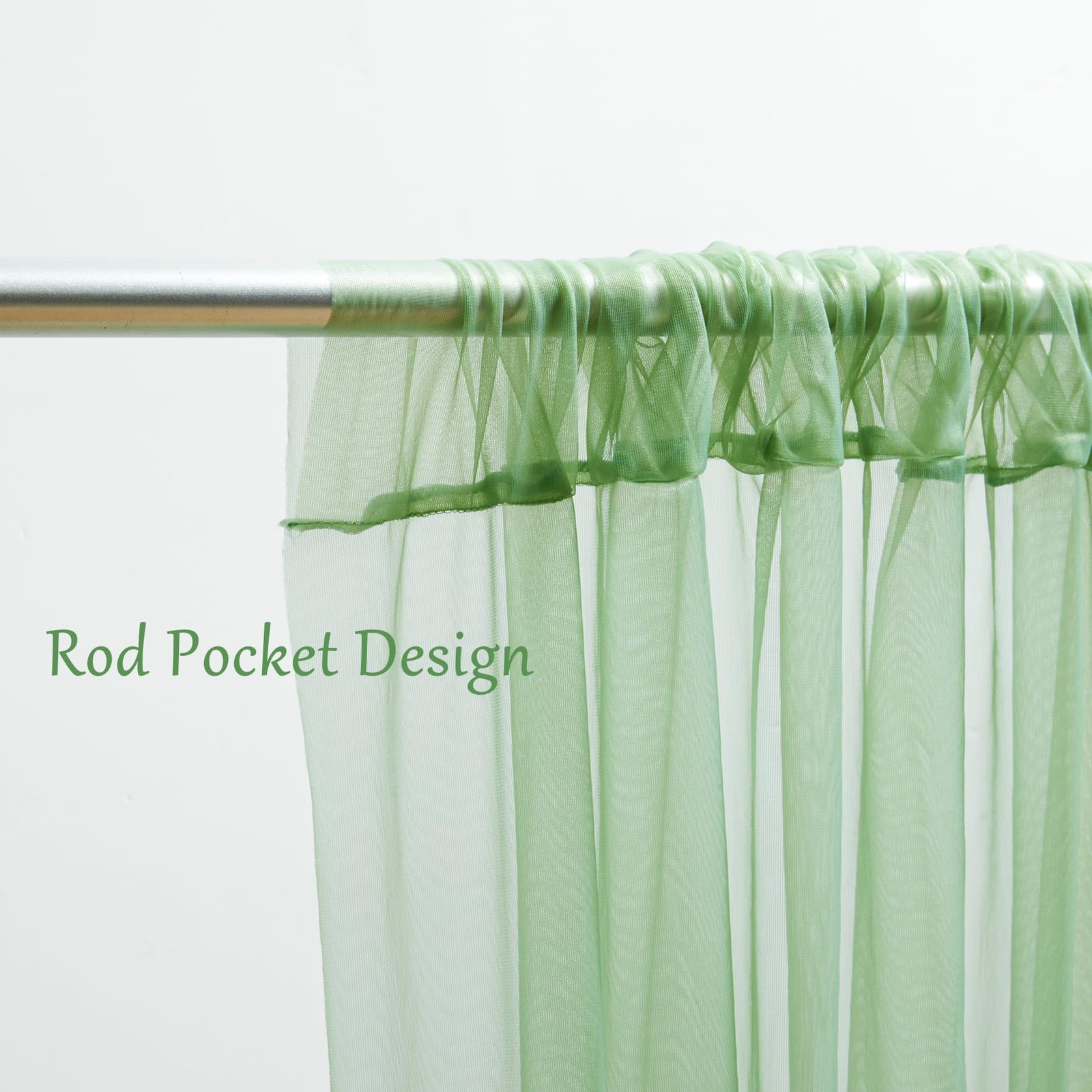 10×10 FT Green Tulle Backdrop Curtains Sheer Wedding Photo Background Drapes
