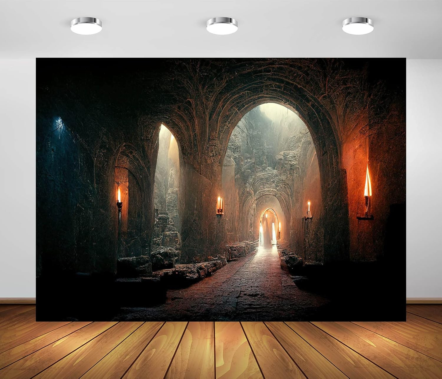 7X5Ft Fabric Dark Medieval Castle Dungeon Backdrop for Photography