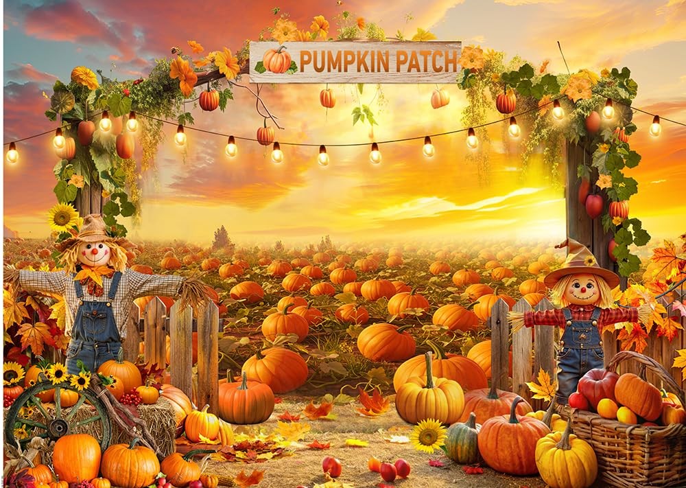 CYLYH 7X5FT Fall Backdrop Photography Pumpkin Patch Backdrops Autumn Harvest …