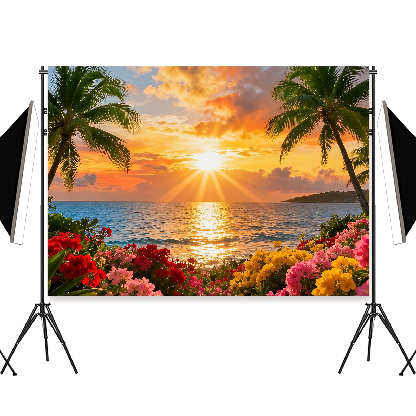 7x5ft Beach Ocean Backdrop Polyester Fabric Hawaiian 7×5 Ft, Rainforest-2