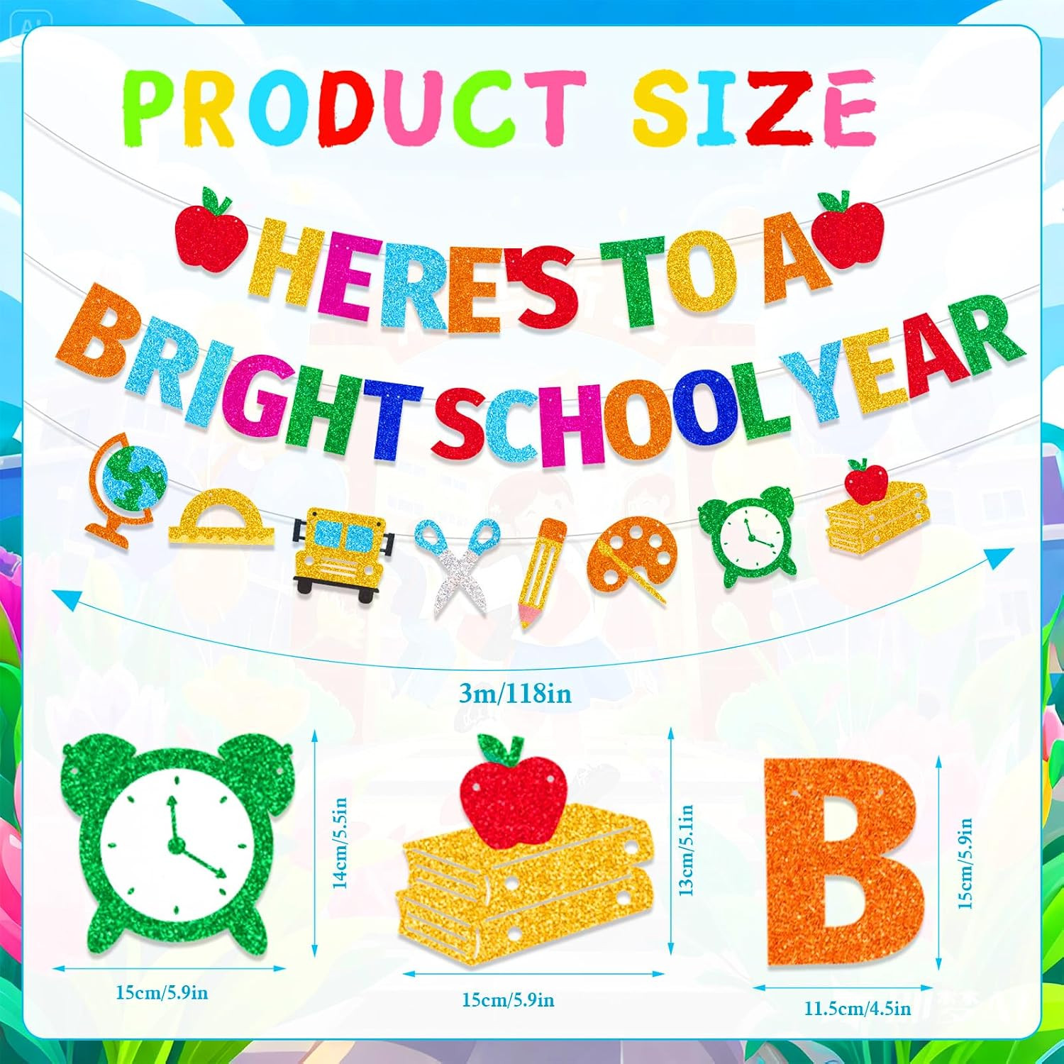 Here’S to a Bright School Year Banner,Back to School Garland Banner for First Da