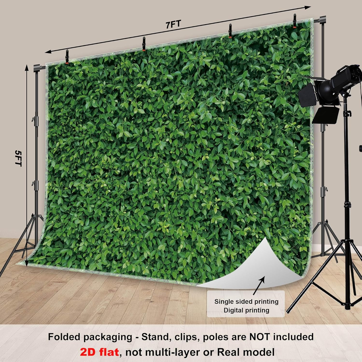 Green Leaves Photography Backdrop 7x5Ft Polyester Jungle Party Background Banner
