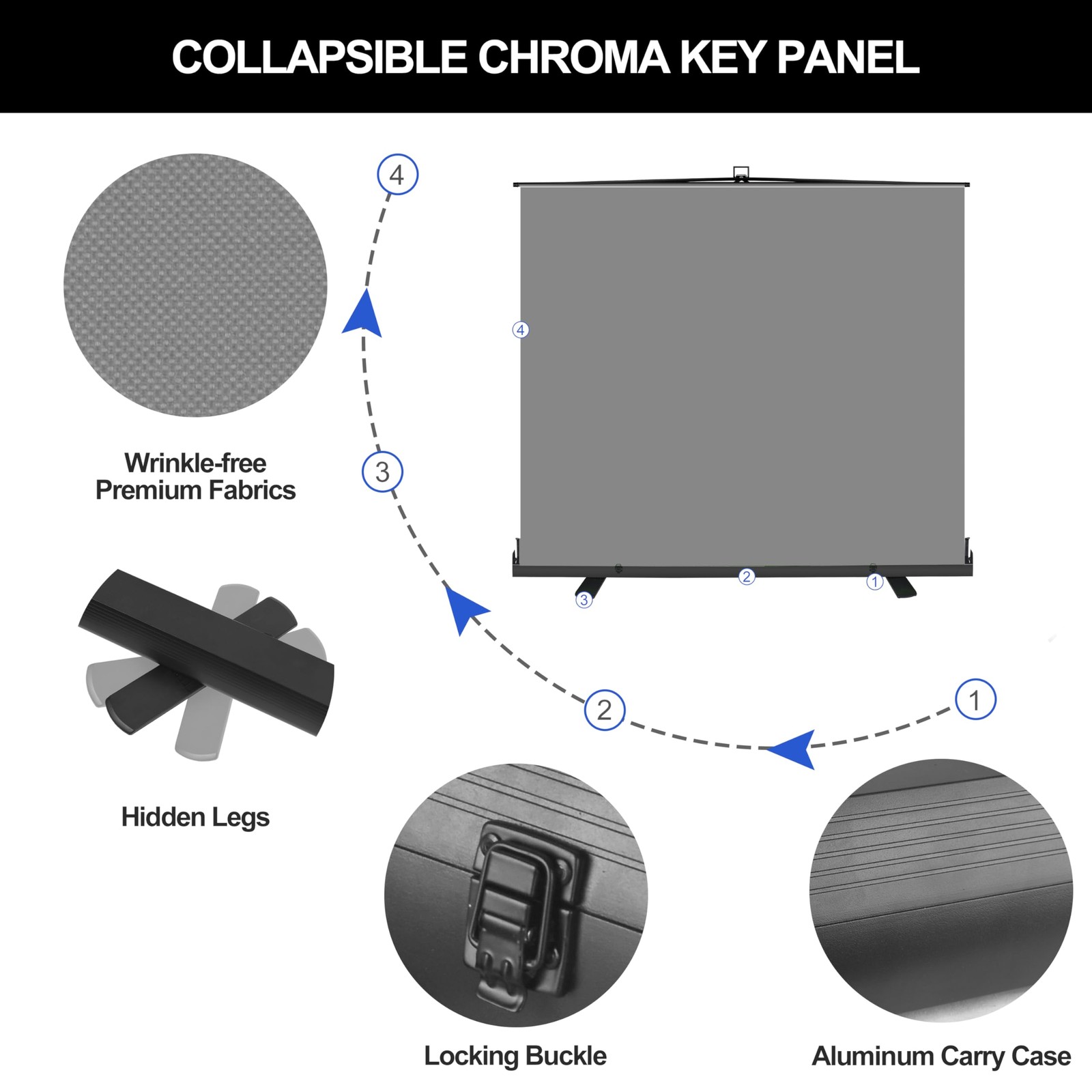 EMART 77x92in Collapsible Chromakey Panel Grey Screen for Photo 77x92in,