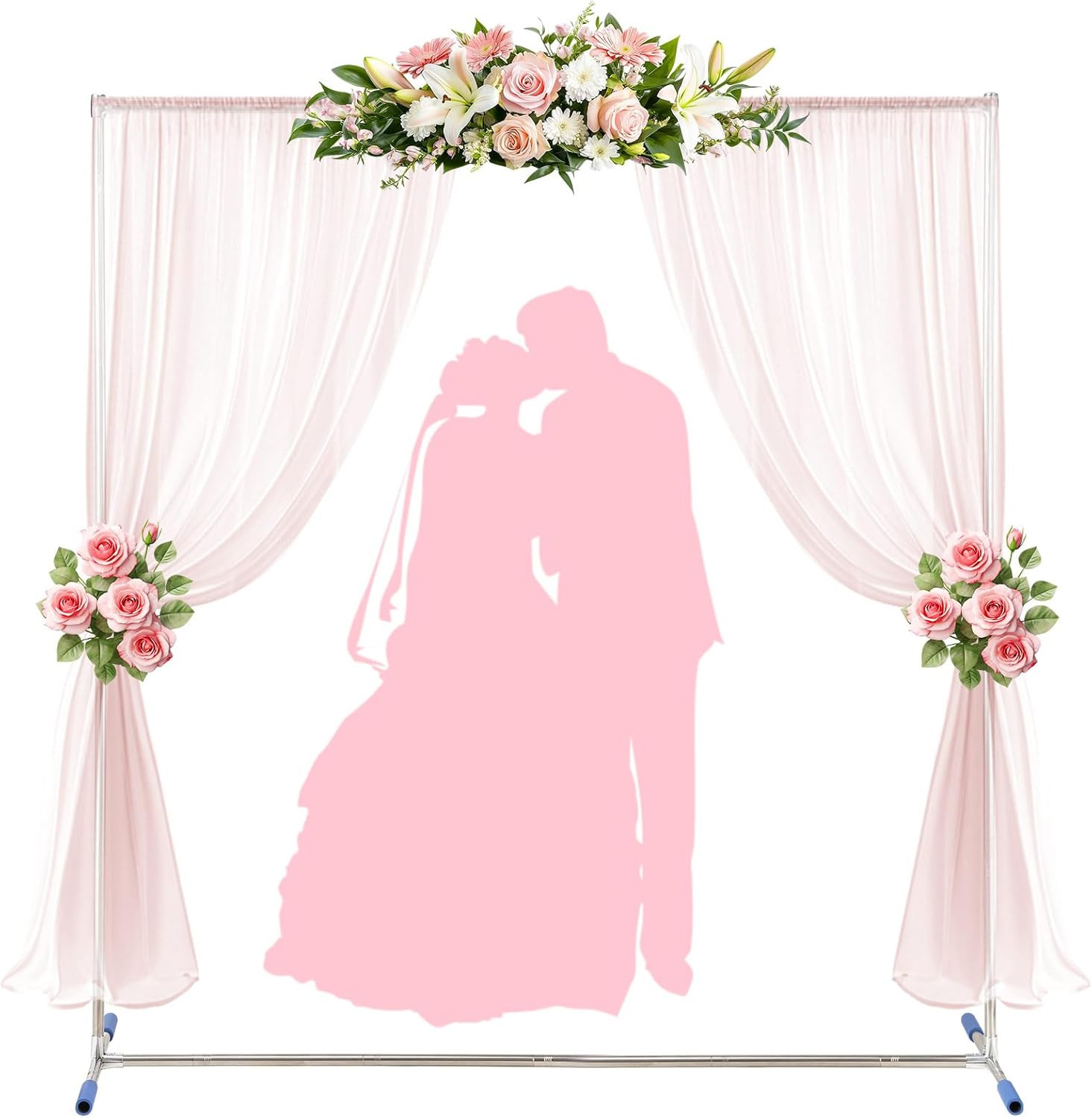 Wedding Arch,7 X 5 FT Metal Arch Backdrop Stand with Support Feet Base,Square…
