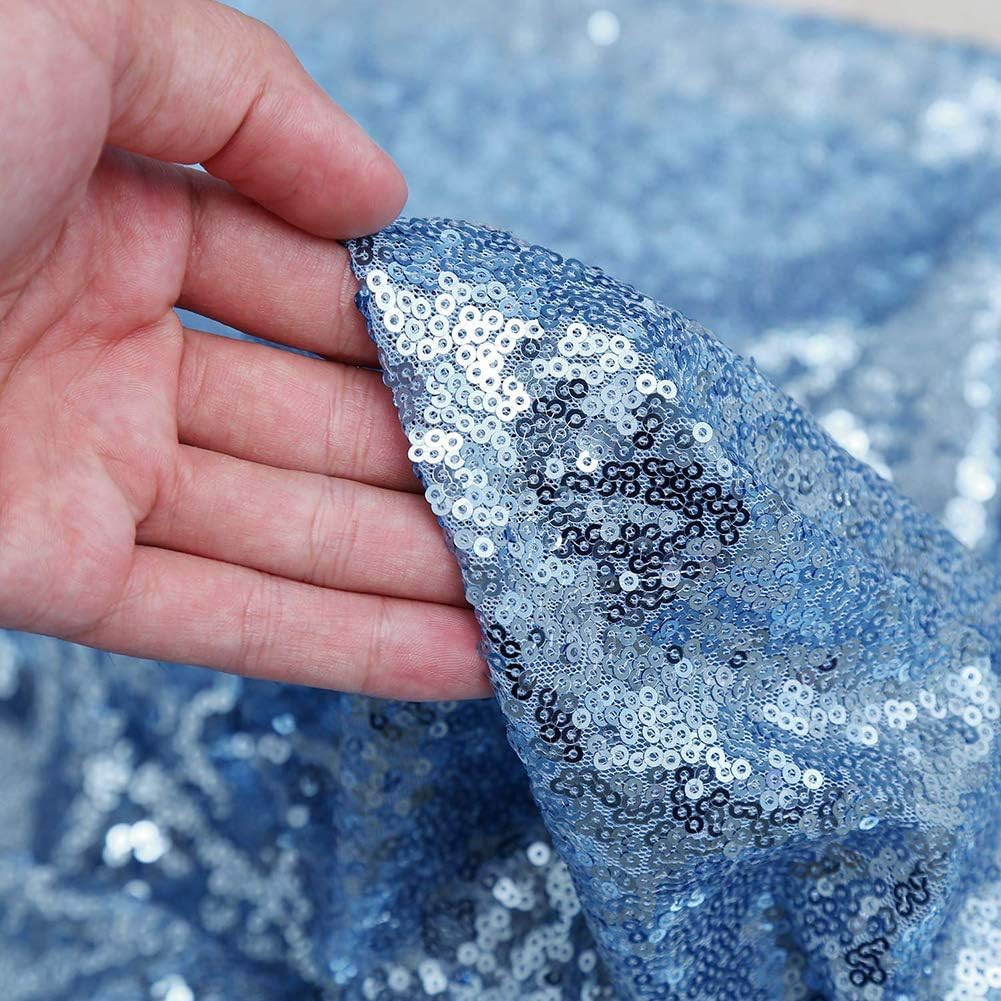Baby Blue Sequin Backdrop Curtain 7ft x 7ft Glitter Photo Background | Glitter P