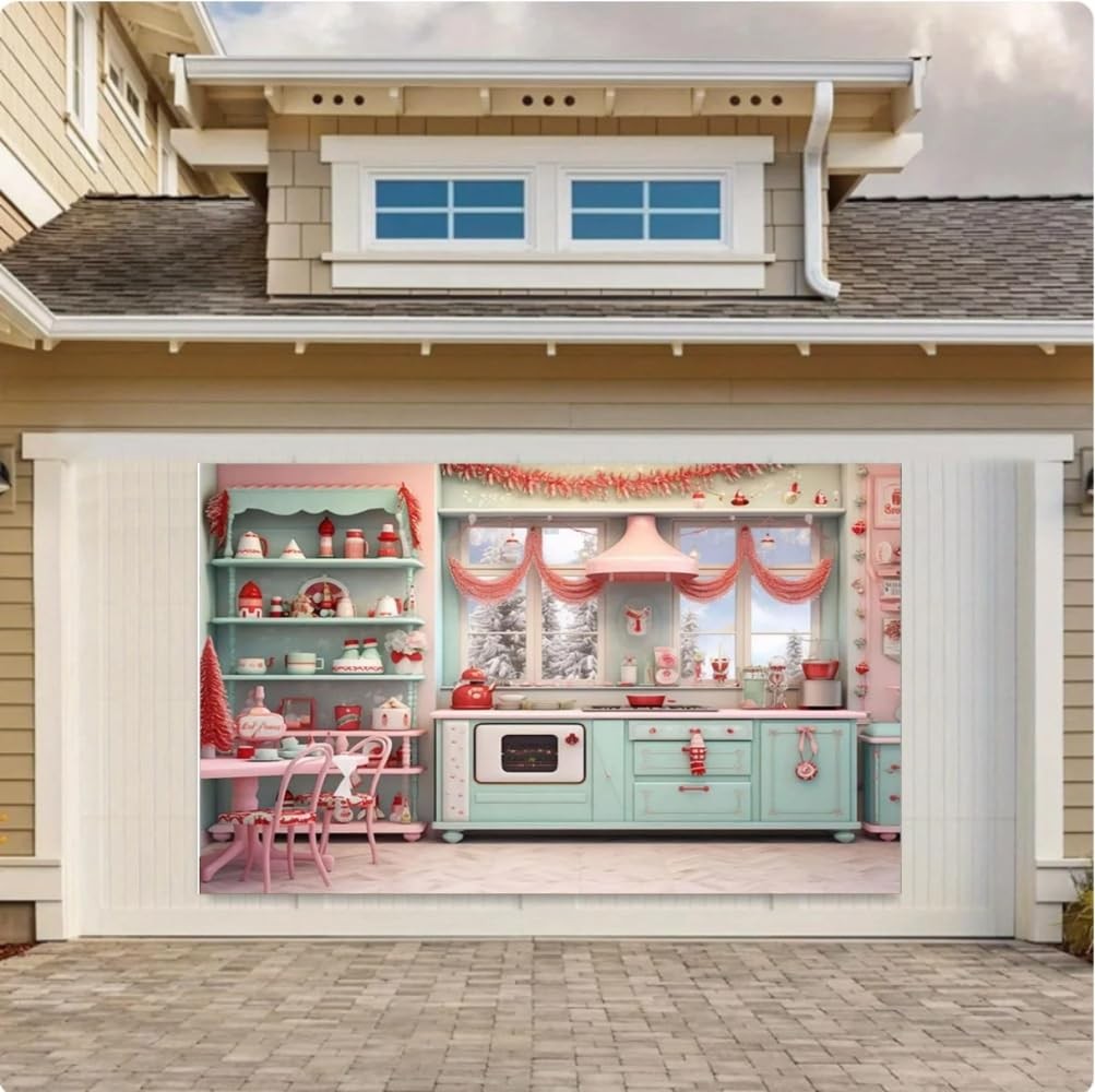 Winter Christmas Kitchen Photography Backdrop Indoor Window Photo 7×5 Ft