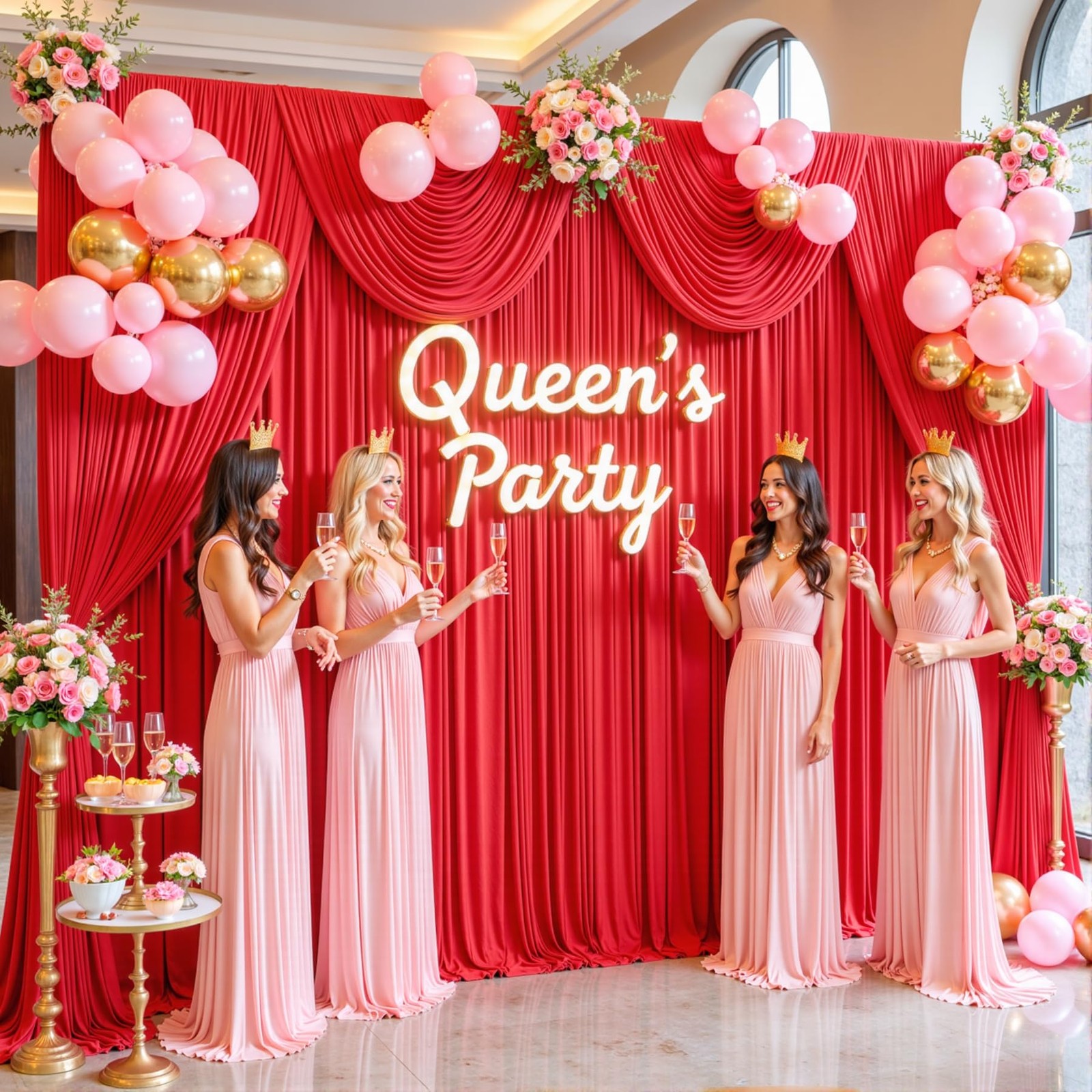 10x7ft Red Backdrop Curtains Polyester Wrinkle Free Drapes Party Photography