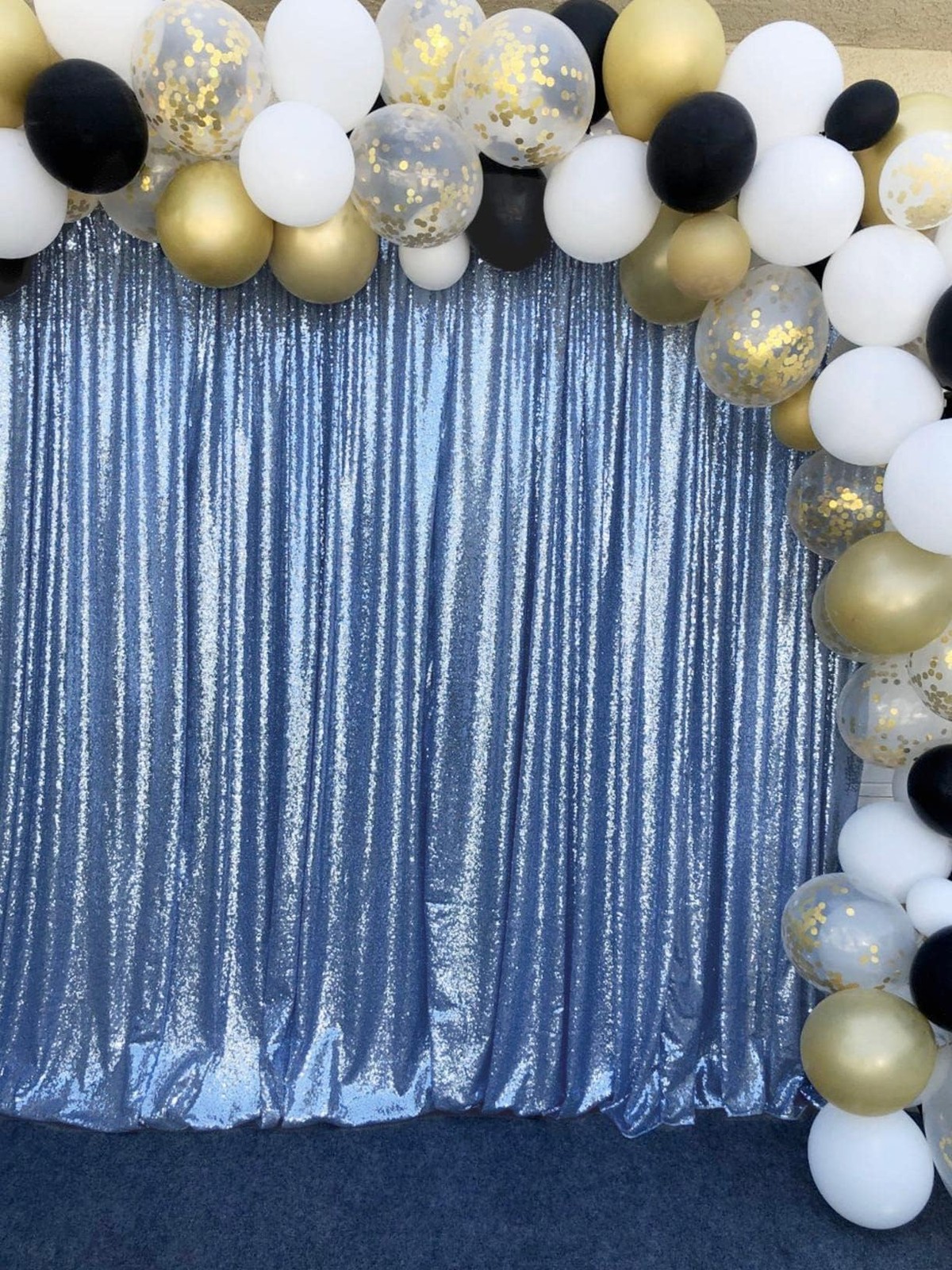 Baby Blue Glitter Shimmer Sequin Party Photo Backdrop Curtain 8×8 Ft Panel