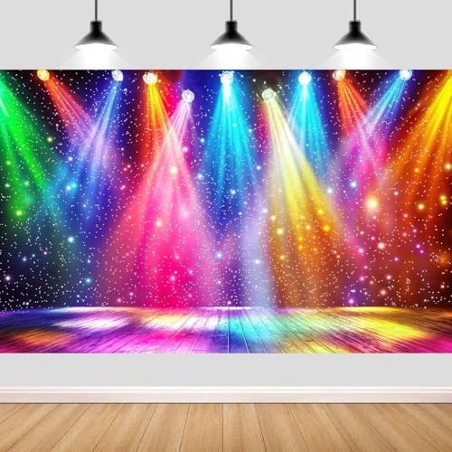 20X10ft Rainbow Stage Backdrop 1980s Colorful Disco Photography 20X10FT Multi8