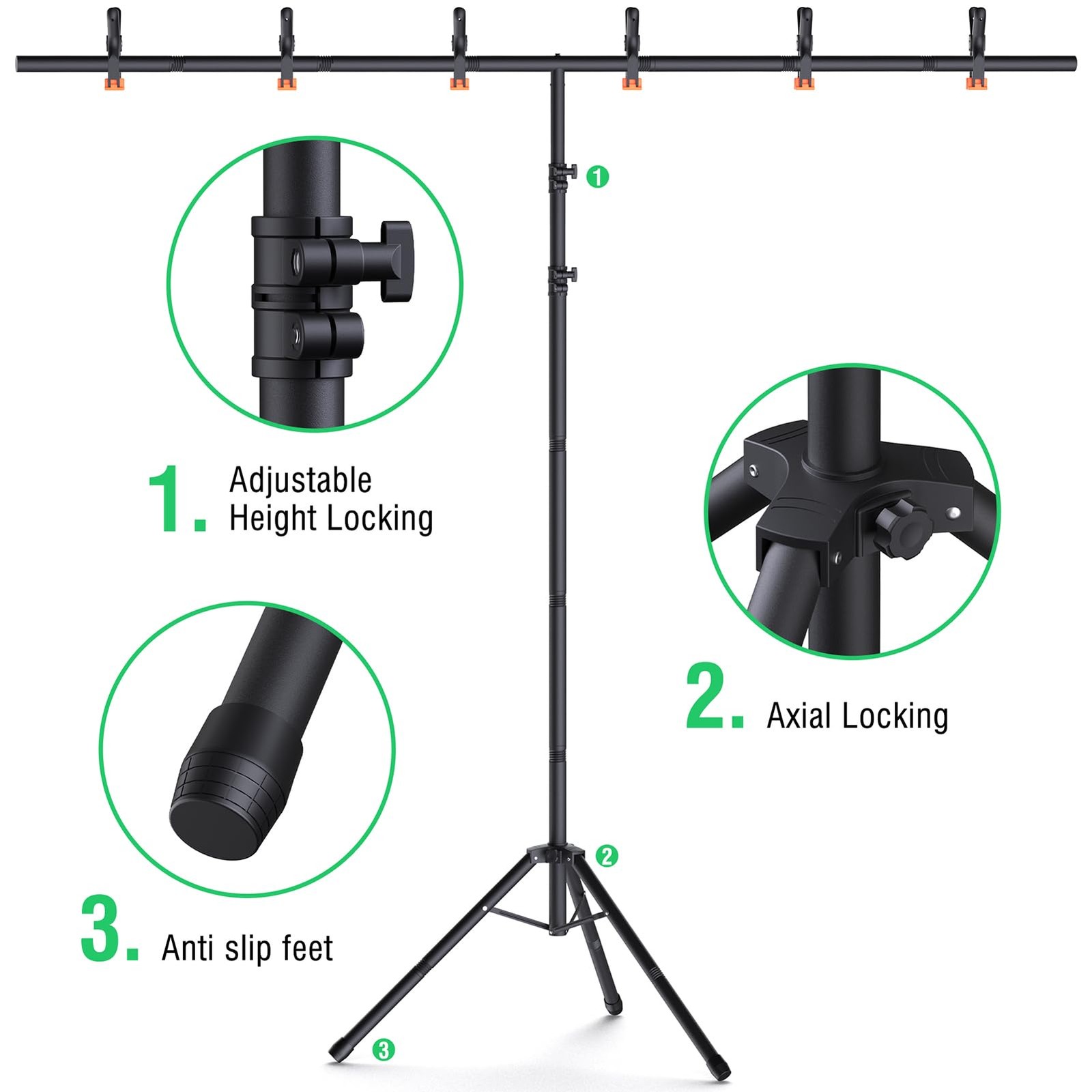 Green Screen Backdrop Kit with Stand, 8×7.2ft Portable GreenScreen Background…
