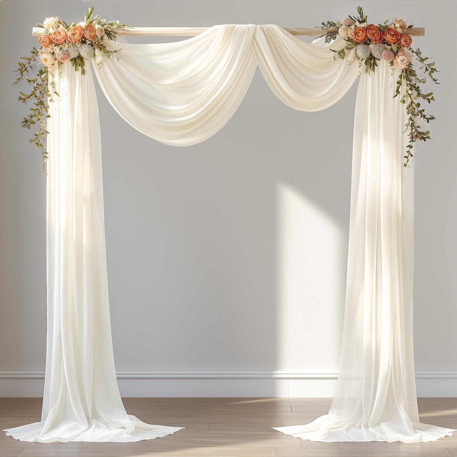 Ivory Sheer Wedding Arch Draping Fabric Curtain Backdrop 1 PCS 30 Inch x 20Ft