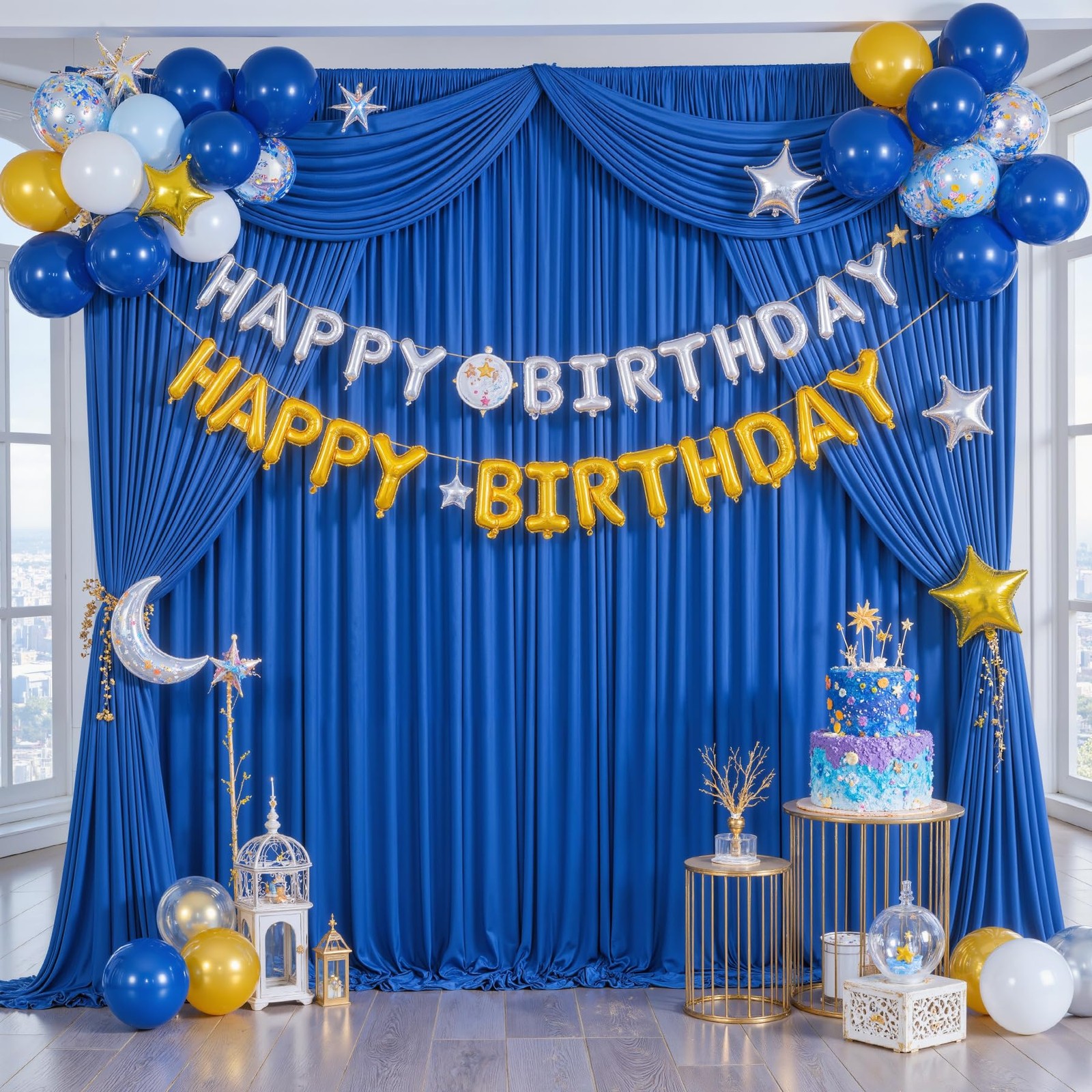 10ftx10ft Royal Blue Backdrop Curtains 2 Panels for Parties Wrinkle Free Blue…