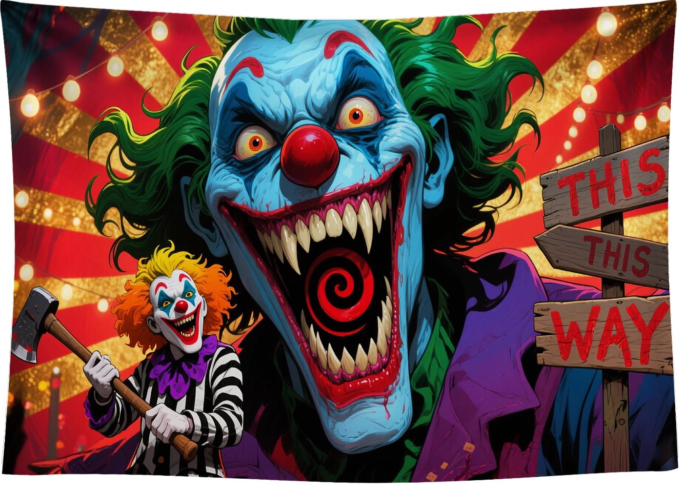 Evil Clown Backdrop Horror Circus Background Halloween Birthday Party 7×5 FT