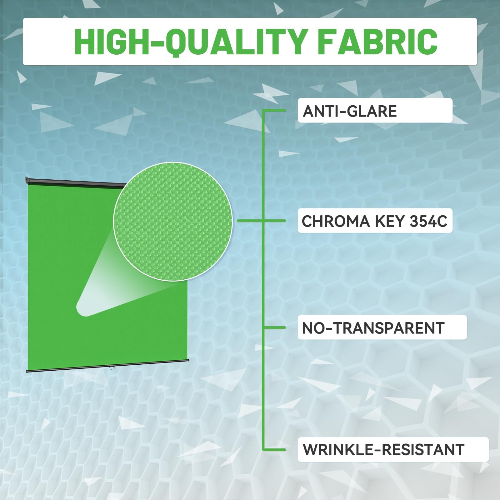 RAUBAY Retractable Pull Down Green Screen – 78.7″ Wider(78.7 x 86.6in),