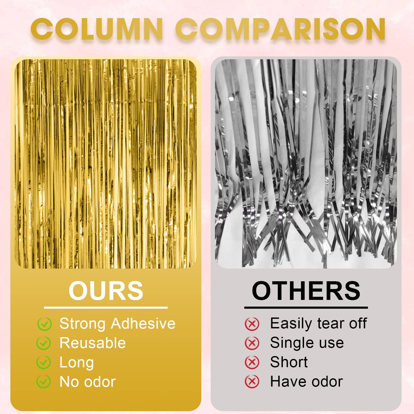 3 Pack 3.3×8.2 Ft Gold Foil Fringe Backdrop Curtains Tinsel Streamers 2025 Party