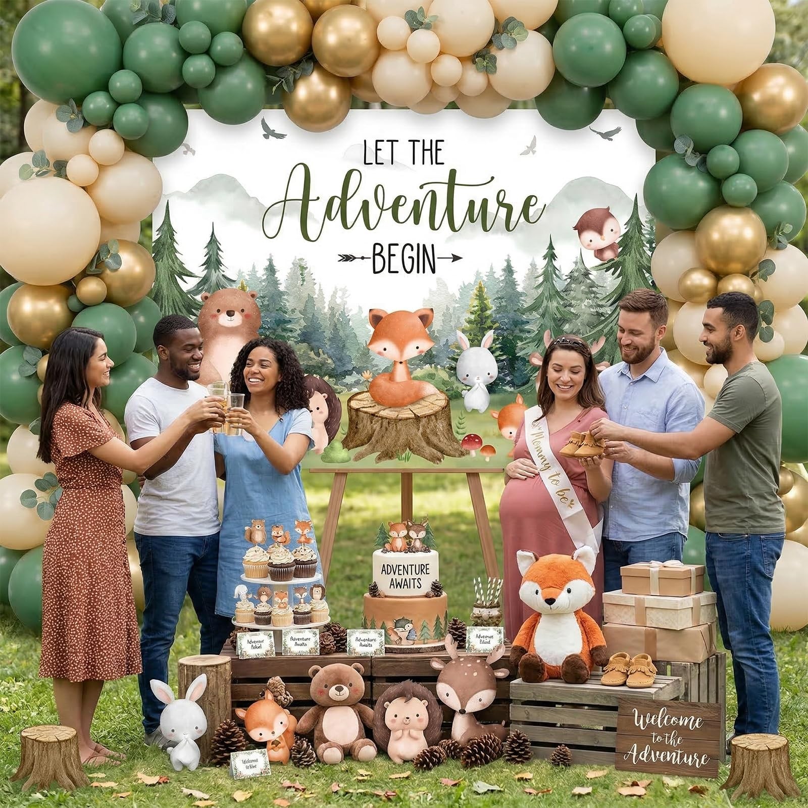 Woodland Baby Shower Backdrop Banner Woodland Animals Mountain Wilderness Bab