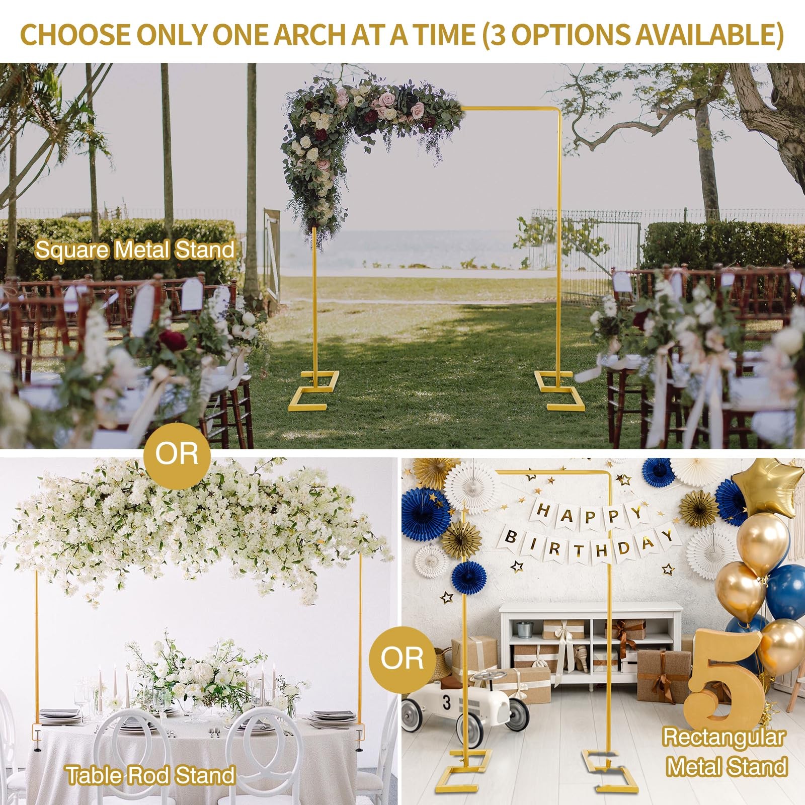 8.2 FT Wedding Arch Rectangle Stand Square Backdrop Stand , Extra Clamps to T…