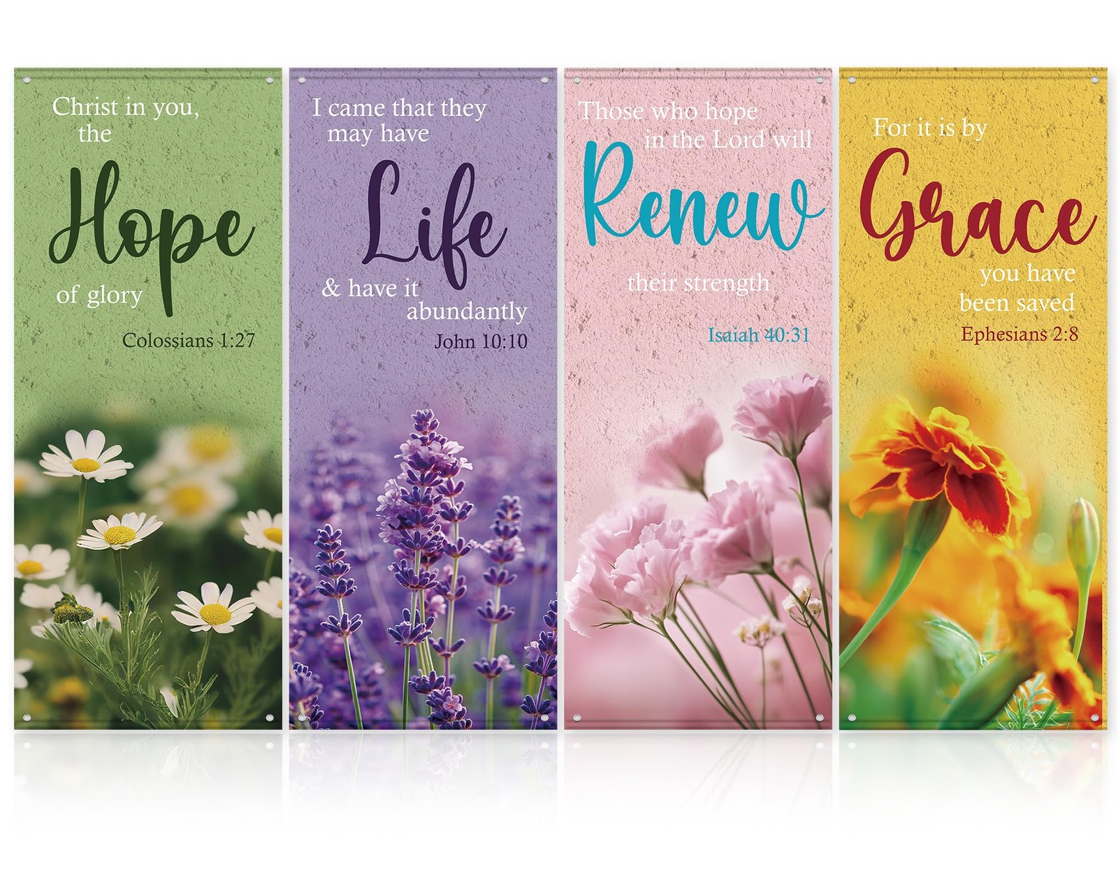 4Pcs Church Banner with Scripture for Sanctuary Wall Worship Classical Christ…