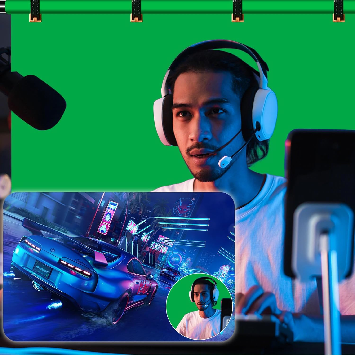Green Screen Backdrop Kit with Stand – 6.5×5 Ft Portable Green Screen & Adjus…