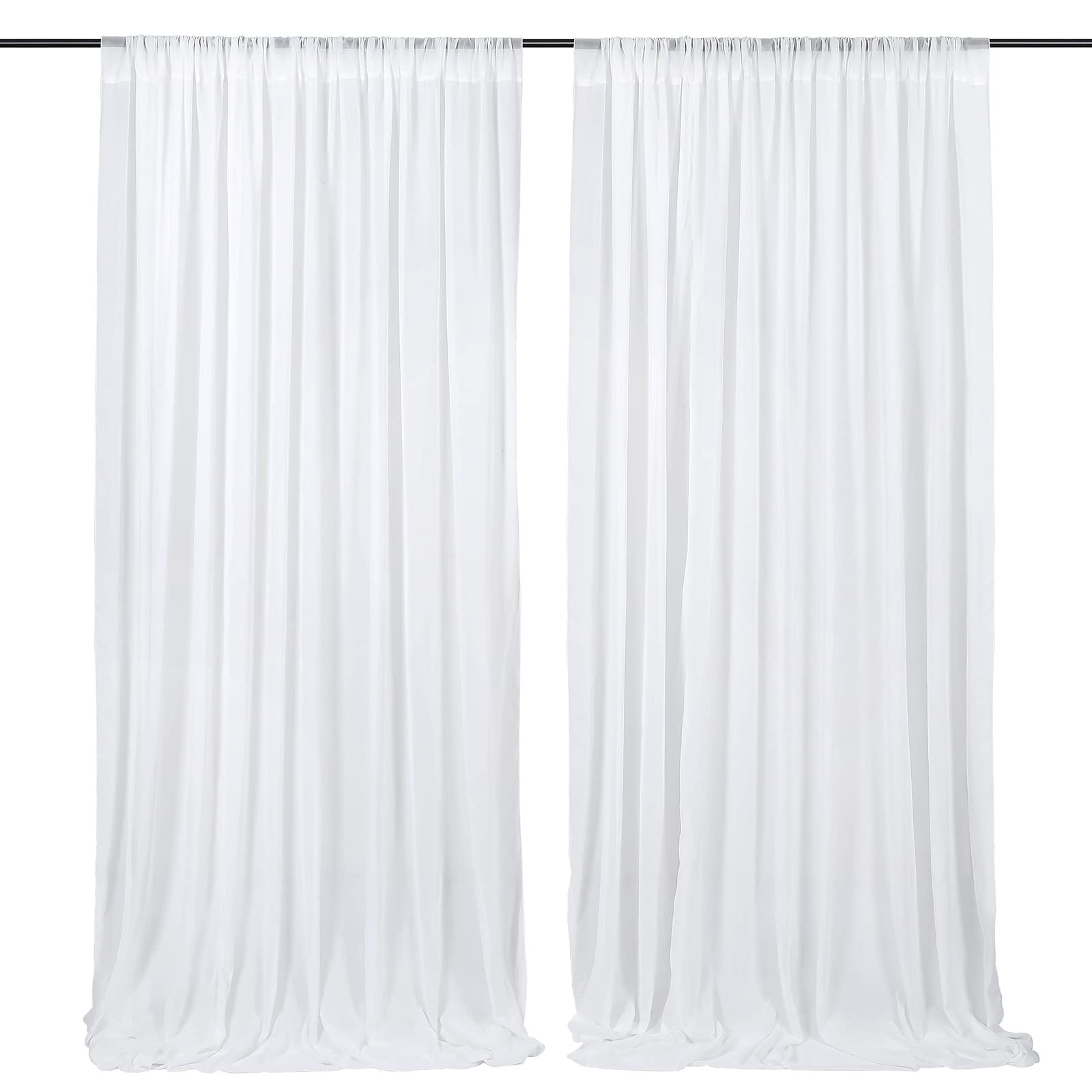 2 PCS 5x10FT White Chiffon Backdrop Curtain 10x10FT Photo Drape Party Decor
