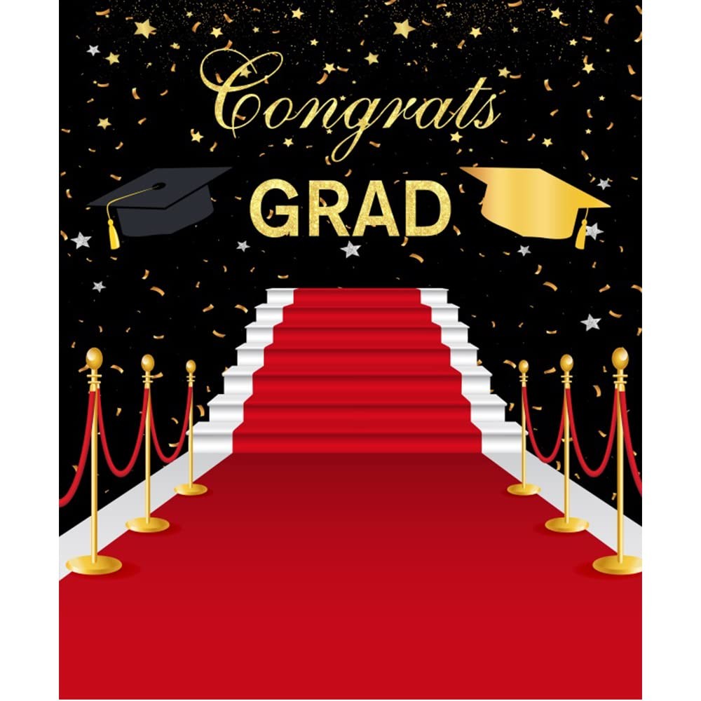 Red Carpet Graduation Backdrop 8x10ft Fabric 2025 Congrats Grad Prom