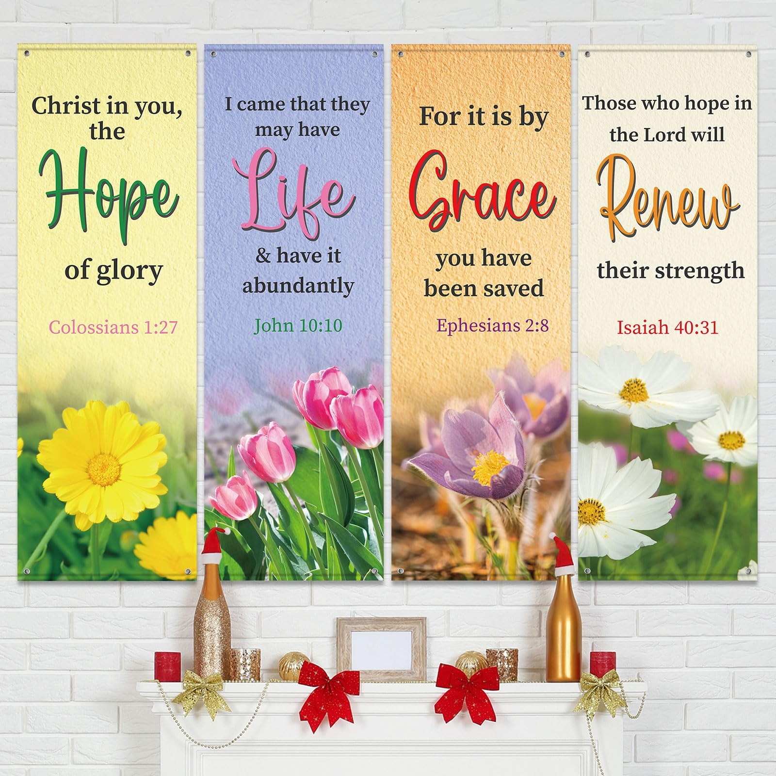 4Pcs Church Banners for Sanctuary Wall Welcome Inspirational Religious Banner…