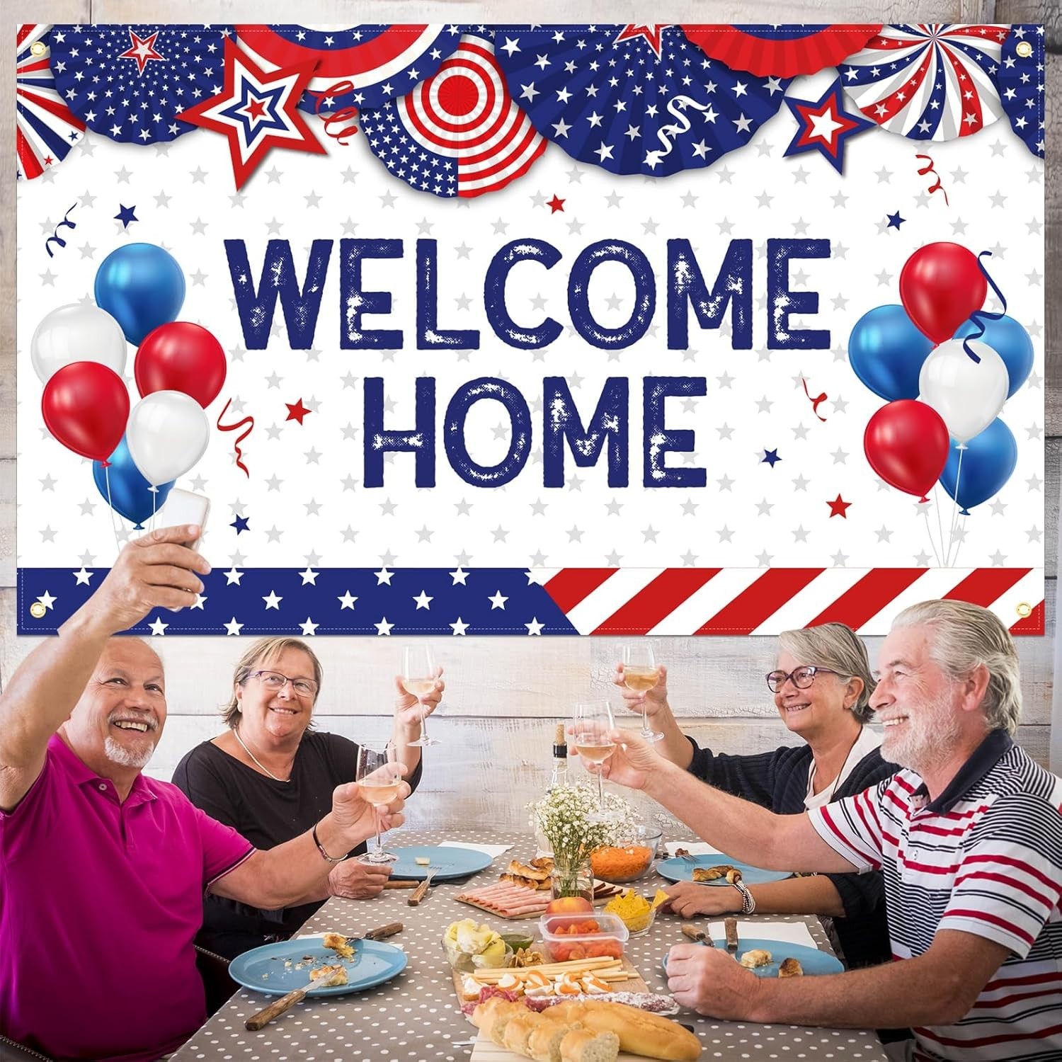 Large Welcome Home Banner Military Red White and Blue Welcome Home Decoration fo