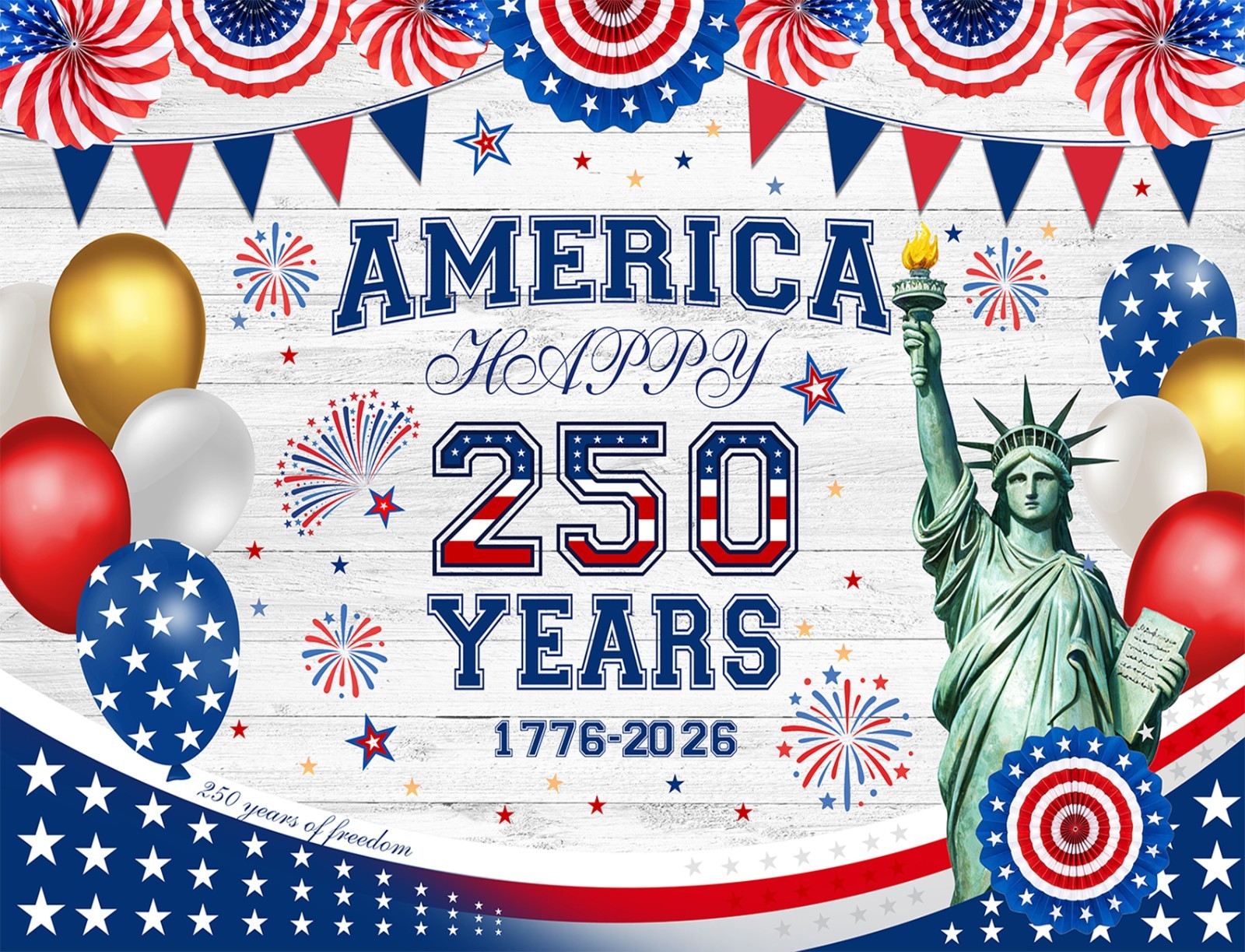 10x8ft America 250 Backdrop 4th of July 250th Anniversary Photo Background