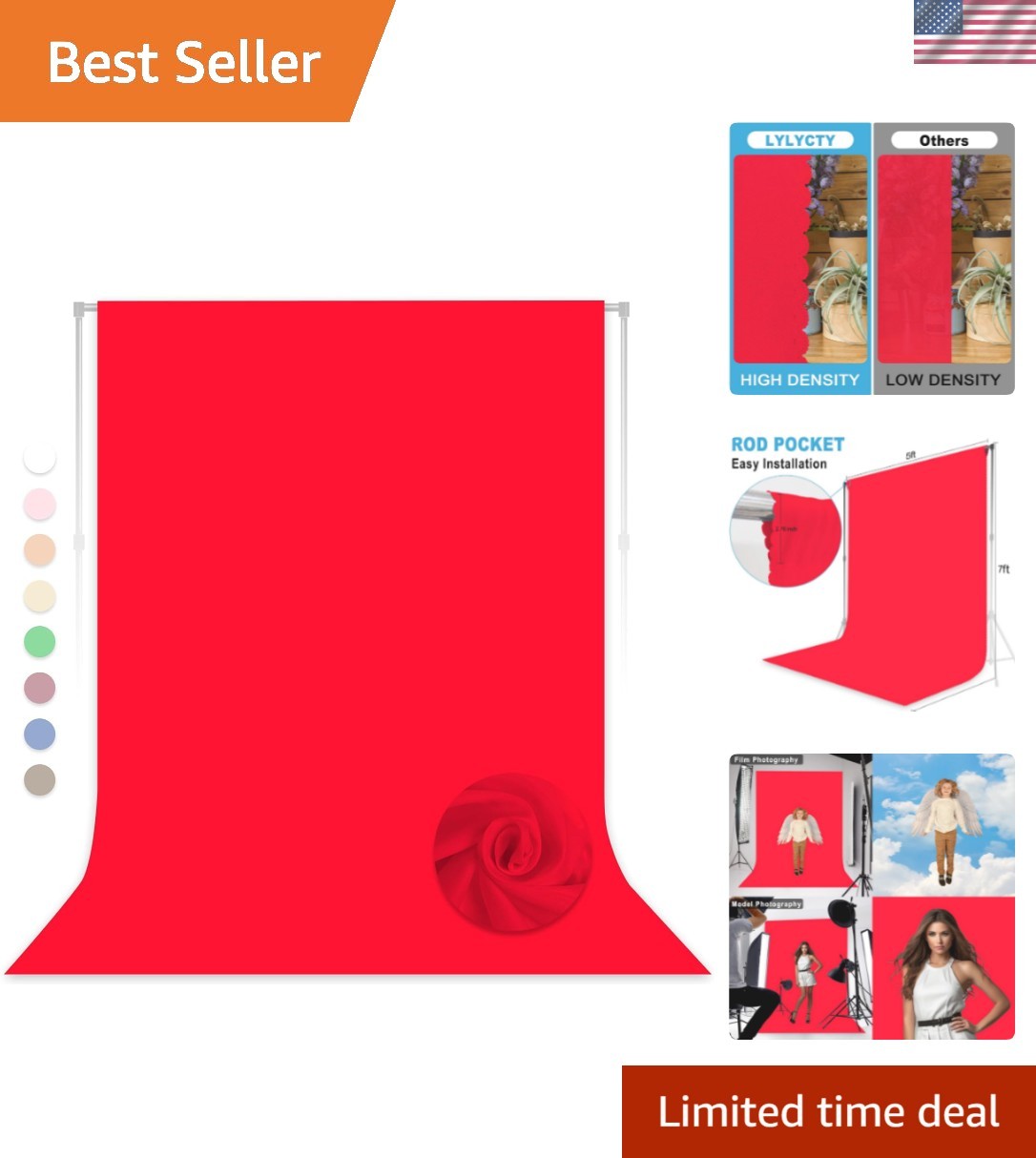 Professional 5×7 FT Red Polyester Backdrop – For Portraits & Product Photography