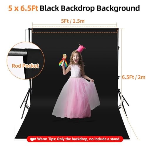 Black 1.5x2m 5×6.5ft Photoshoot Backdrop