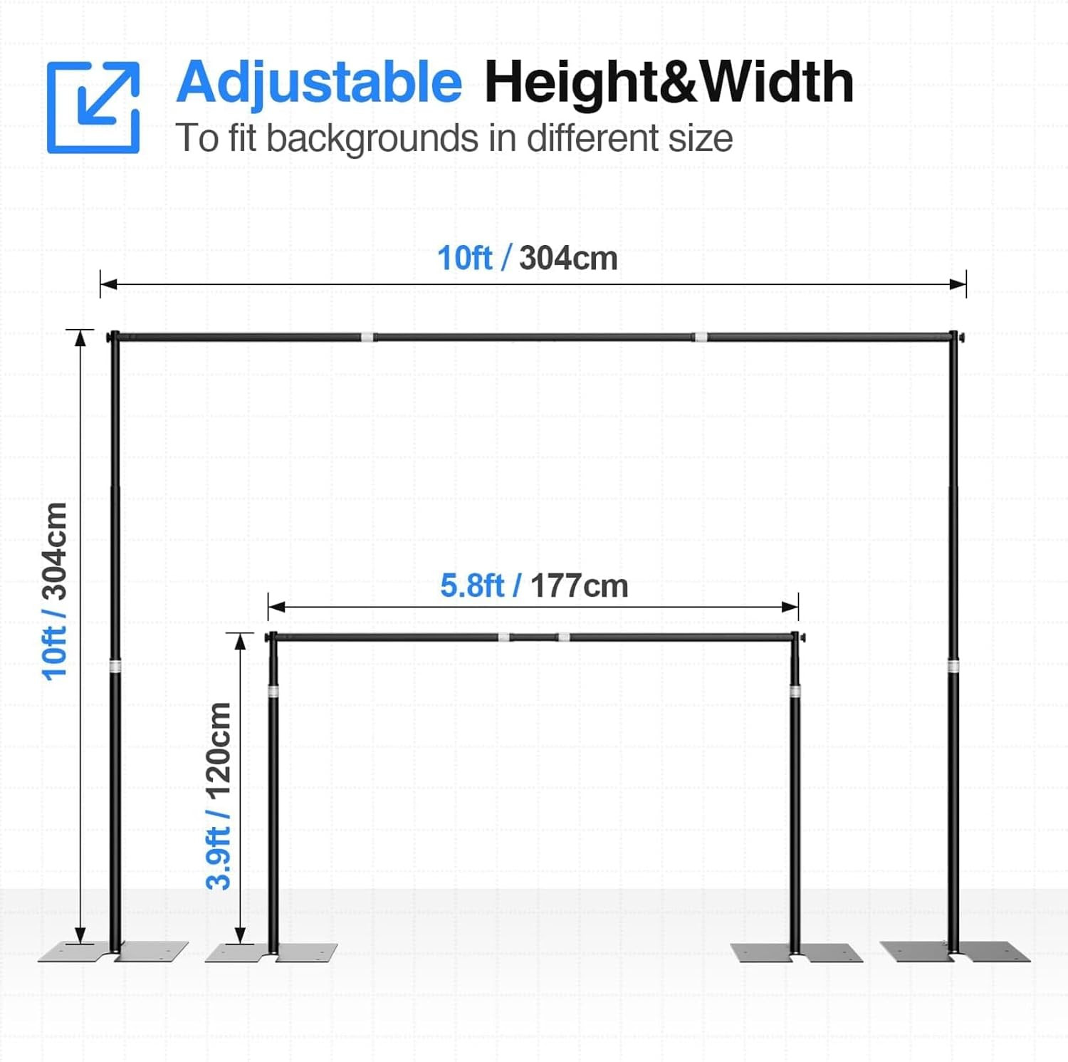 EMART Heavy Duty Backdrop Stand for Parties, 10X10 Ft Pipe and Drape Adjustable