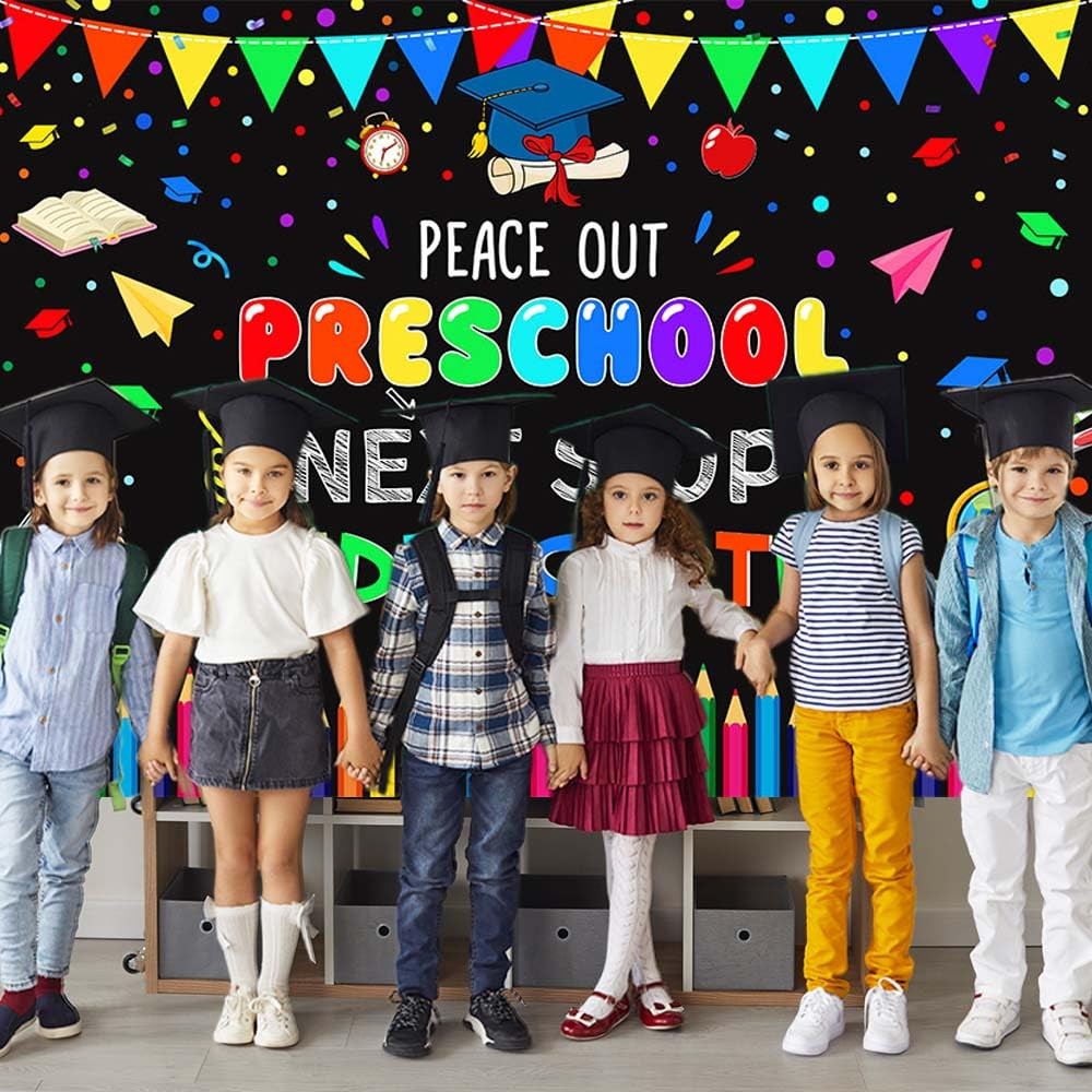 7x5ft Preschool Graduate Backdrop Peace Out Preschool Next Stop Kindergarten Ph