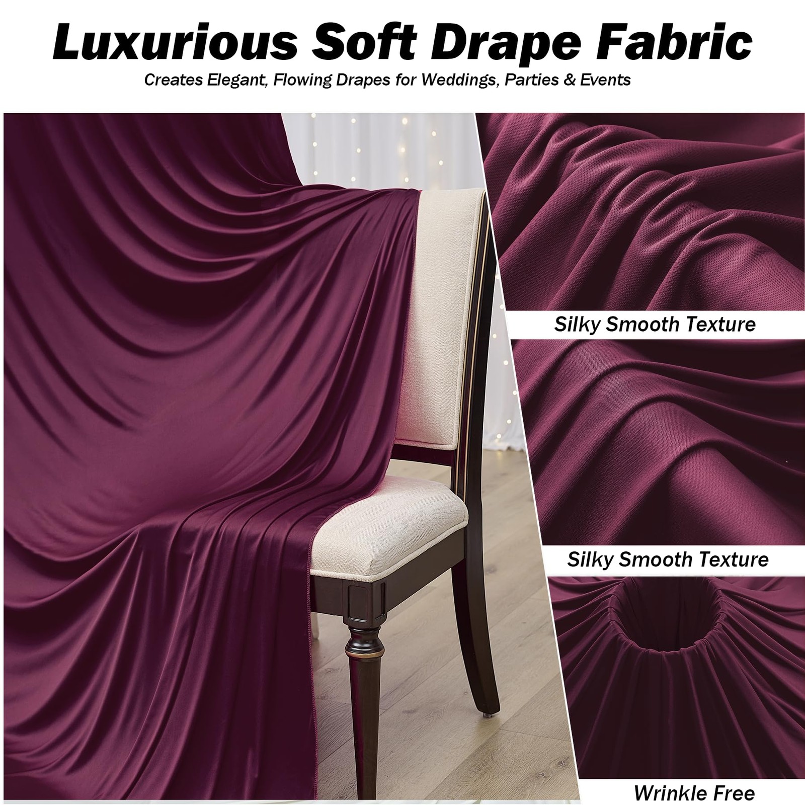 10x12ft Burgundy Backdrop Curtains Wrinkle Free Polyester Photo Drapes 2 PCS