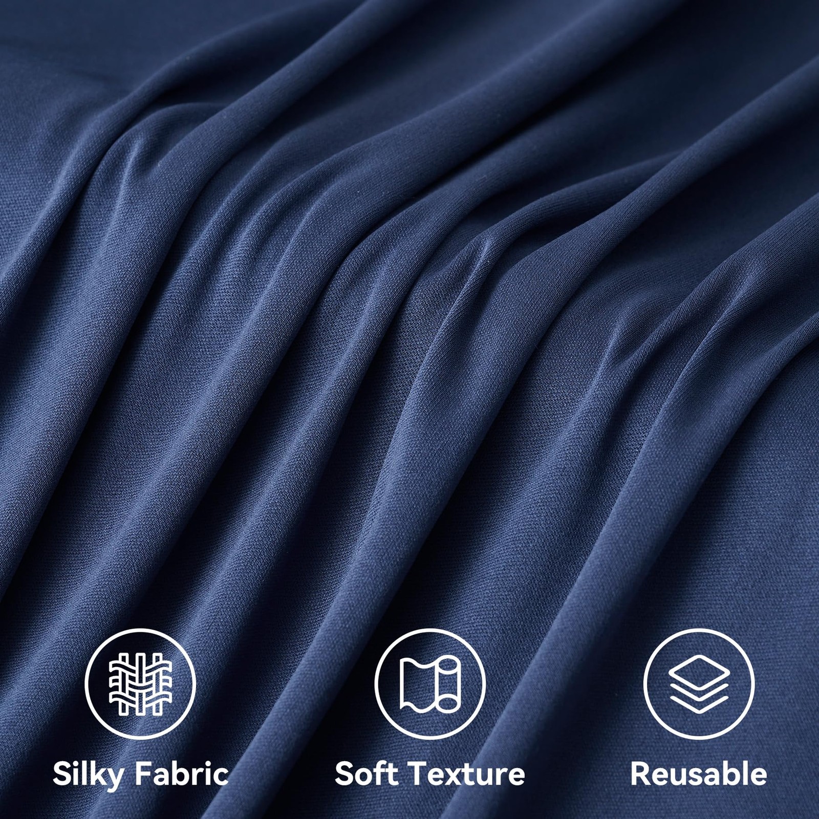 2 PCS 10×12 ft Navy Blue Wrinkle Free Polyester Photo Backdrop Curtain Drapes