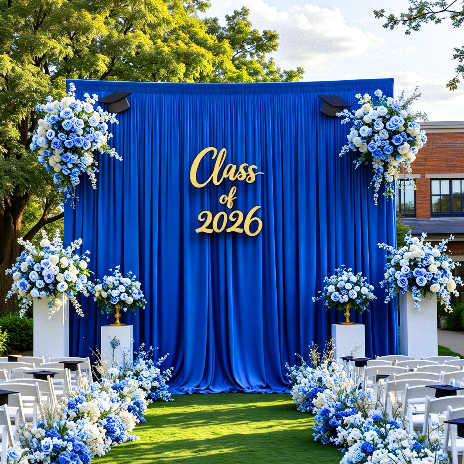 Royal Blue Backdrop Curtain for Wedding, Photo Backdrop Curtain for Bridal Sh…