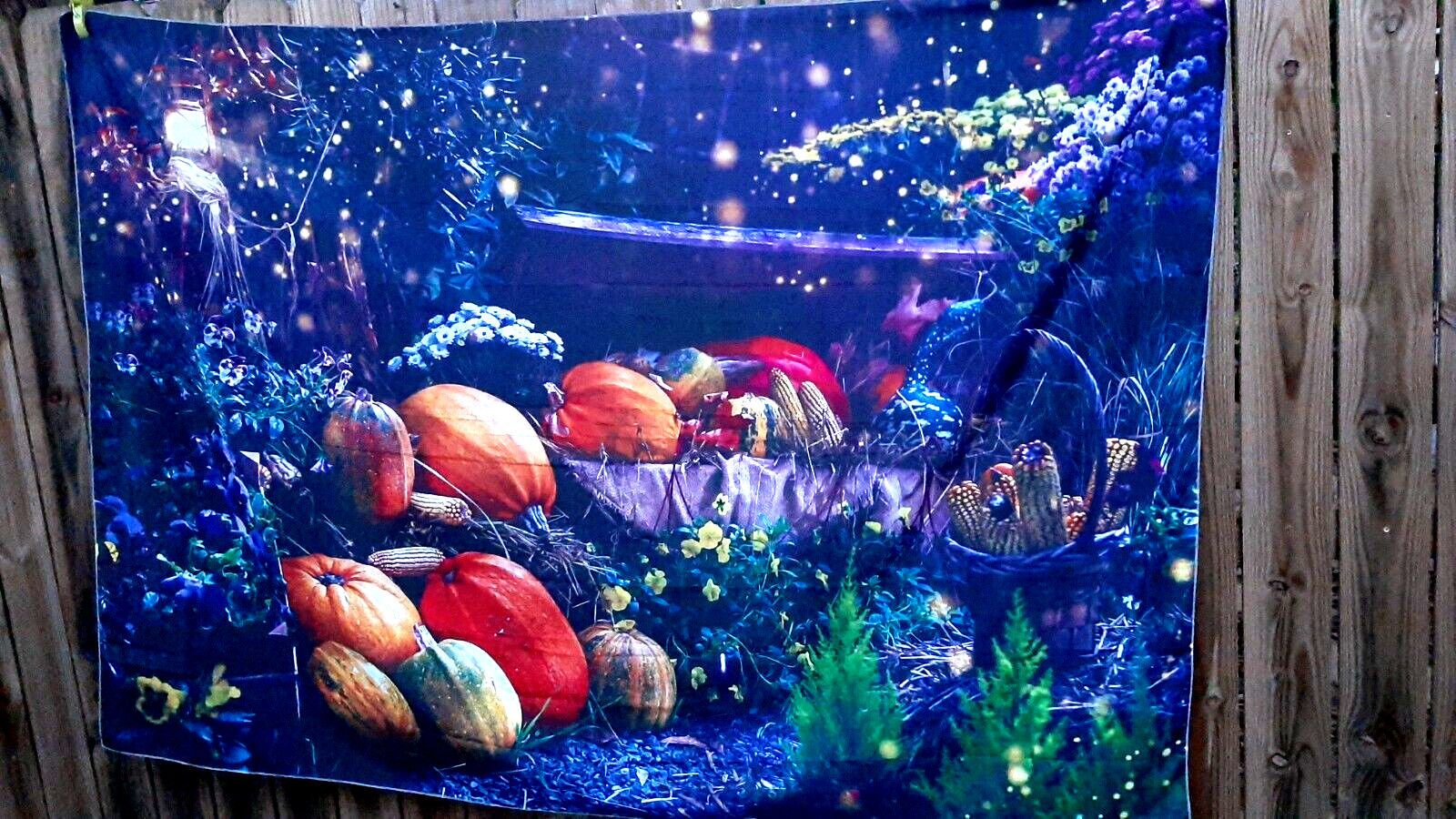 5′ X 7′ FALL HARVEST , PUMPKIN PATCH WALL TAPESTRY FABRIC BACKDROP
