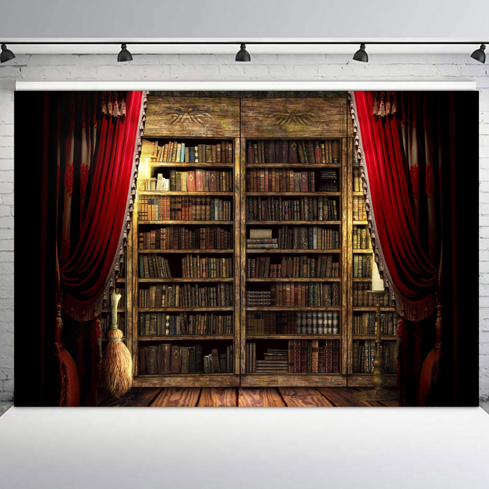 10x8ft Classic Library Vintage Old Bookshelf Vinyl Backdrop Photo Background