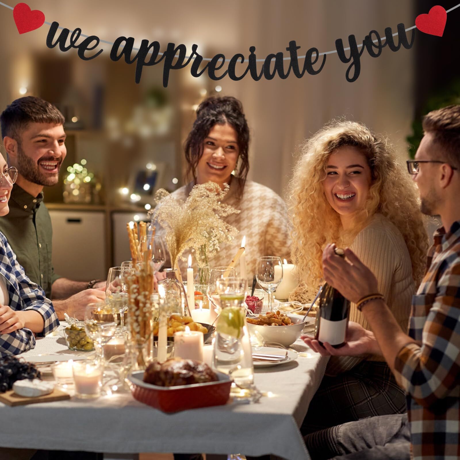 We Appreciate You Banner Glitter Appreciation Backdrop for Doctor Nurse Teacher