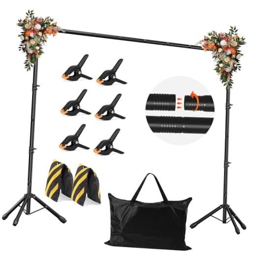 Backdrop Stand, Adjustable 10×7.5 FT Background Stand Backdrop 10×7.5ft Black