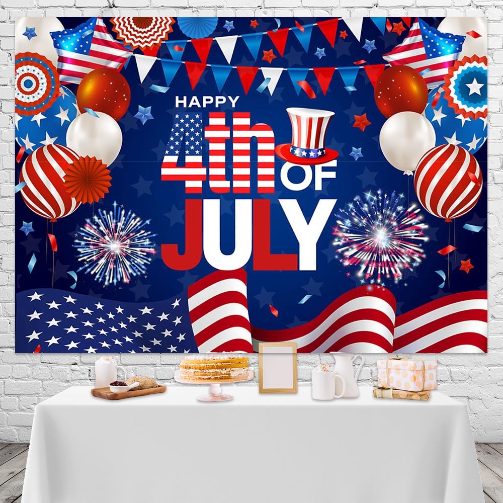 4th of July Backdrop 7x5ft – America 250th Anniversary Patriotic Independence Da