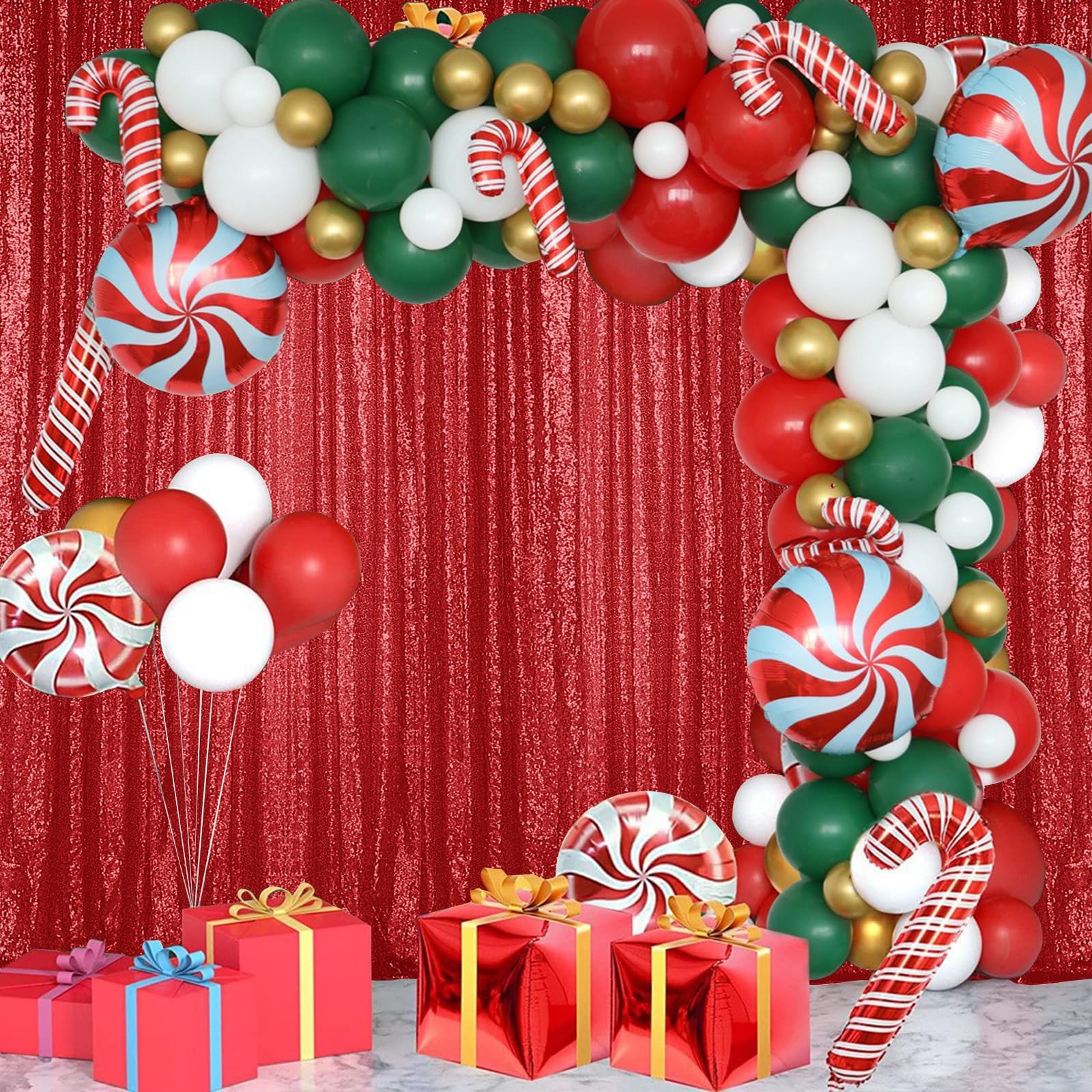 Red Sequin Backdrop Curtain 2 Panels 2FTx8FT Glitter Red Background Drapes Sp…
