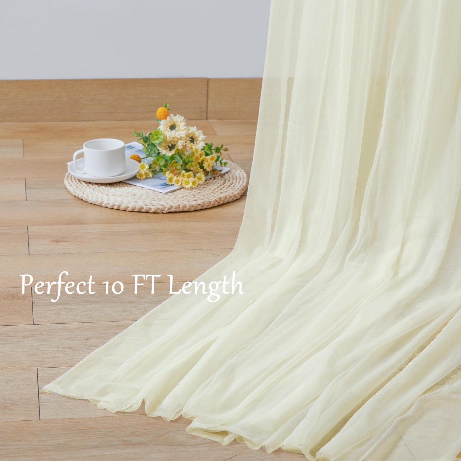 10x10ft Ivory Sheer Tulle Wedding Photography Backdrop Curtains Set