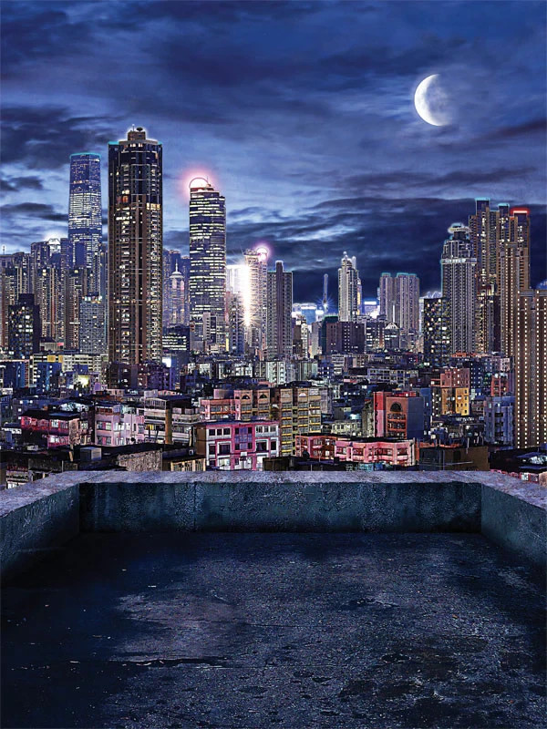 Denny Manufacturing City Lights Printed Photography Backdrop