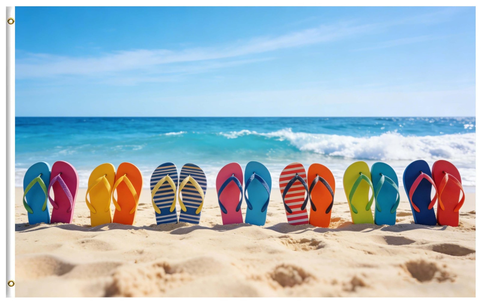 Summer Beach Colorful Flip Flops Sandals Shoes on Sandy Shore 3×5 Feet Flag, …