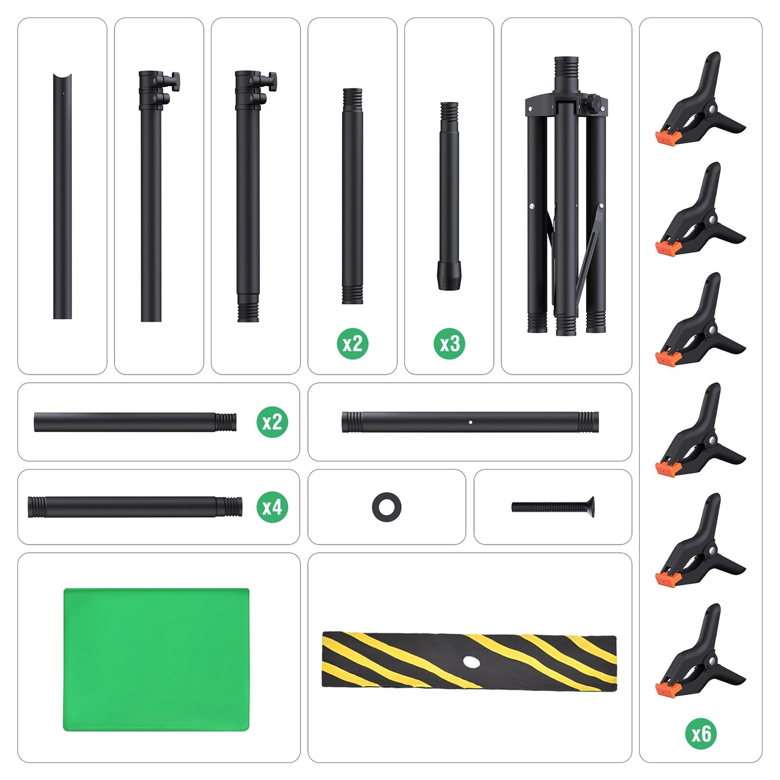 Green Screen Backdrop Kit with Stand, 8×7.2ft Portable GreenScreen Background…