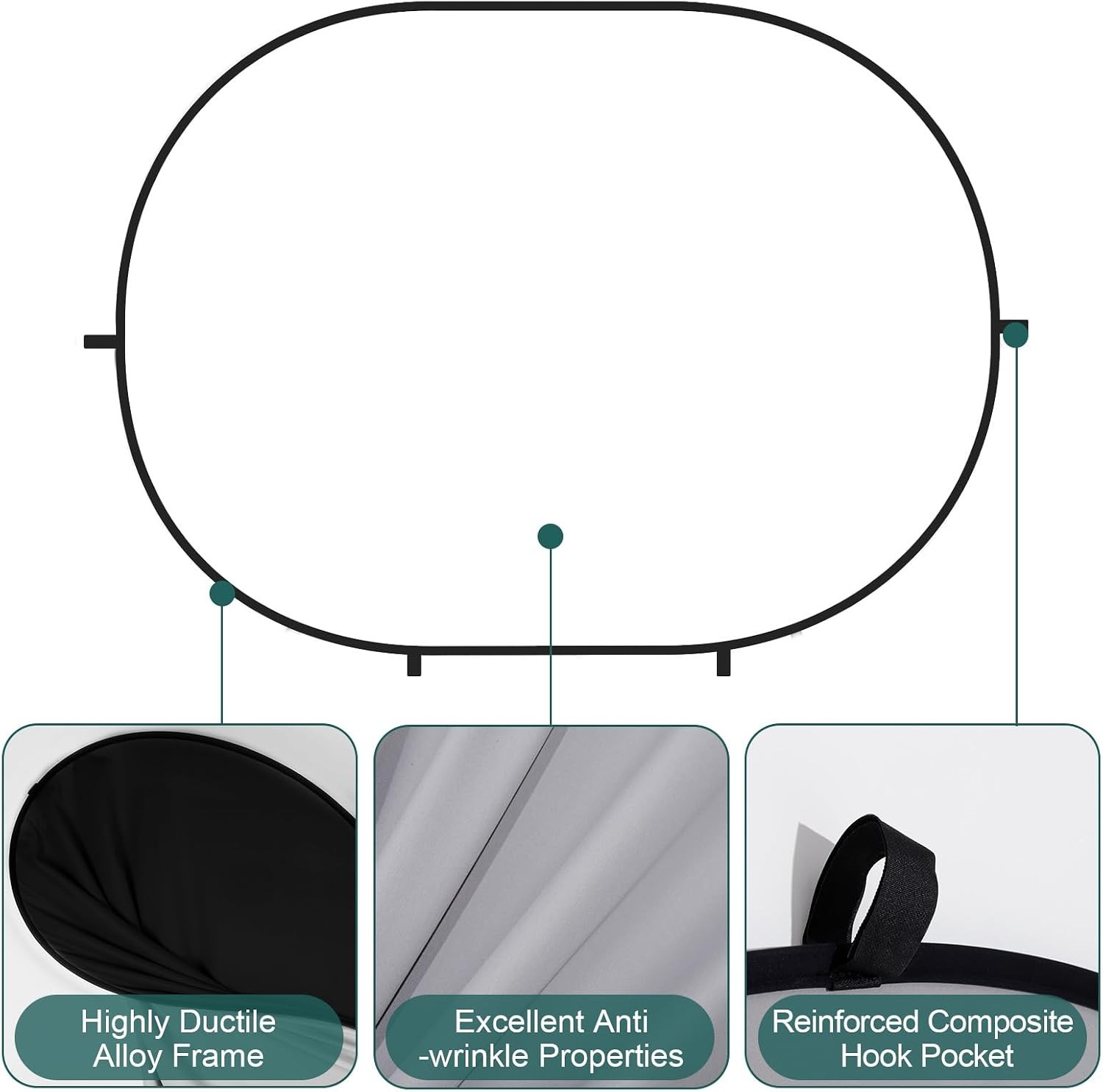 5×6.5ft(1.5x2m Collapsible Backdrop White Black Twist Flex Folding Pop up