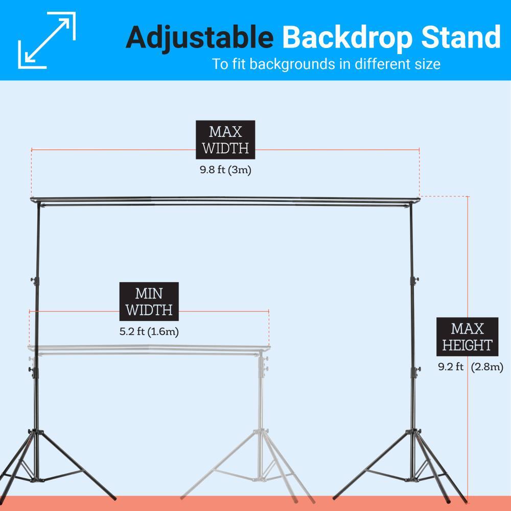 Raya 9.8ft Photography Background Backdrop Stand Triple Crossbar Studio Kit