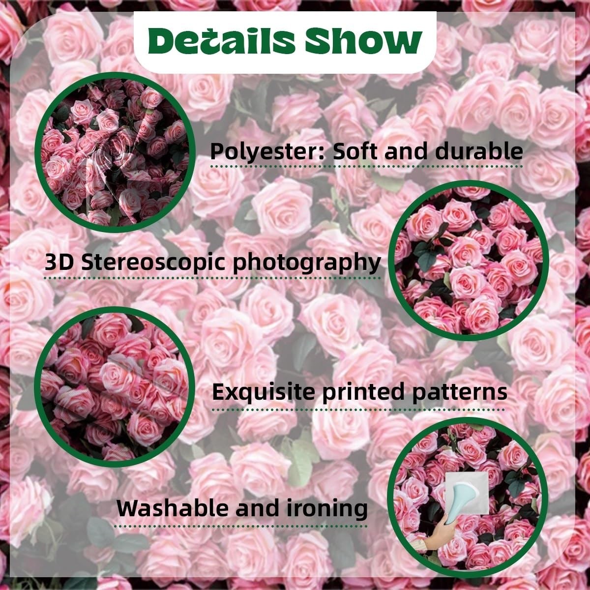 Pink Flower Blooming Rose Floral Wall Photography Background 7x5ft Mat