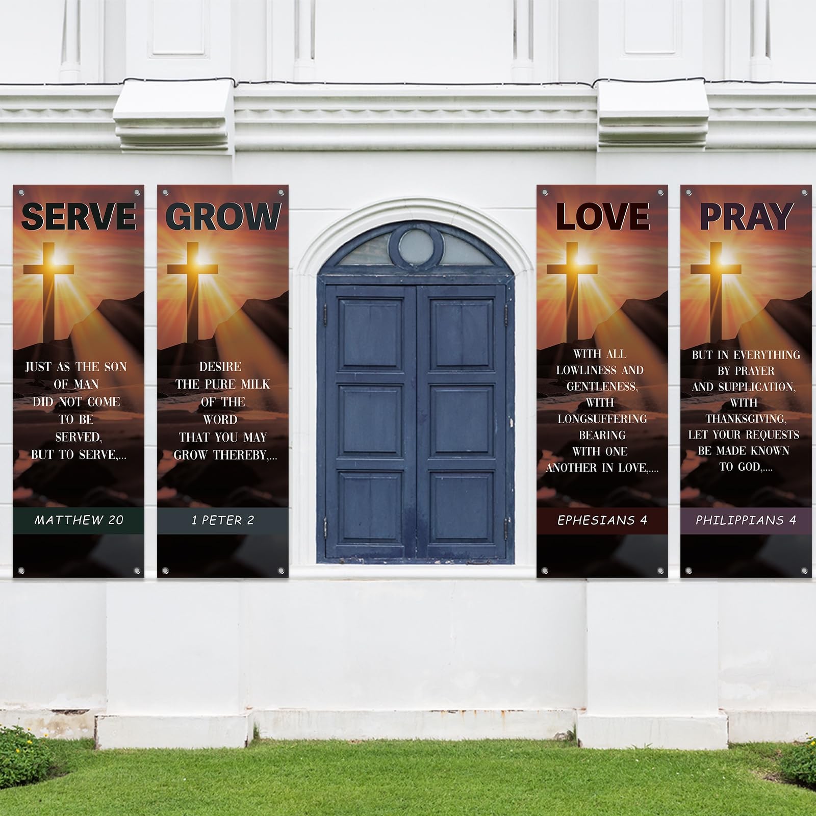 4Pcs Easter Church Banners for Sanctuary Wall Welcome Religious Banner Easter…
